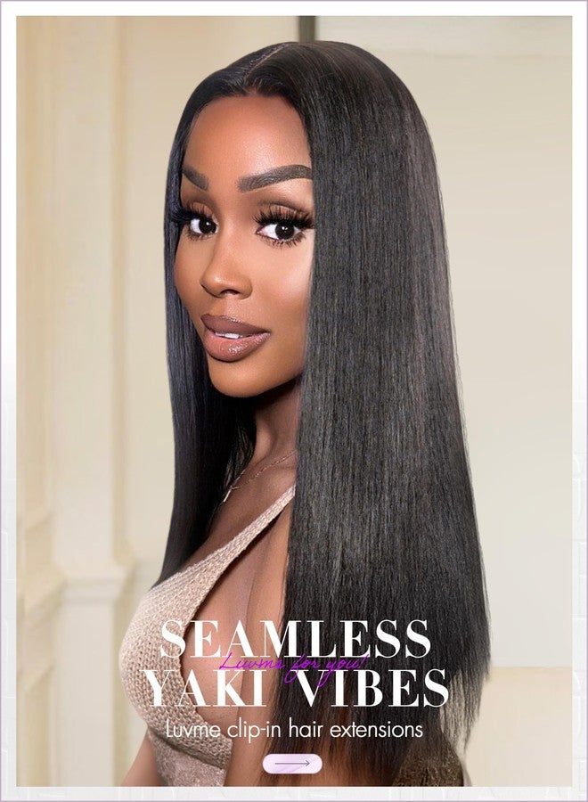 LUVME وصلات شعر LUVME Yaki Straight Seamless 70g 4 قطع بمشابك، وصلات شعر كاملة ماكس بطول 22 بوصة من شعر ريمي بشري طبيعي، أسود طبيعي 100% شعر ناعم حقيقي - Image 2